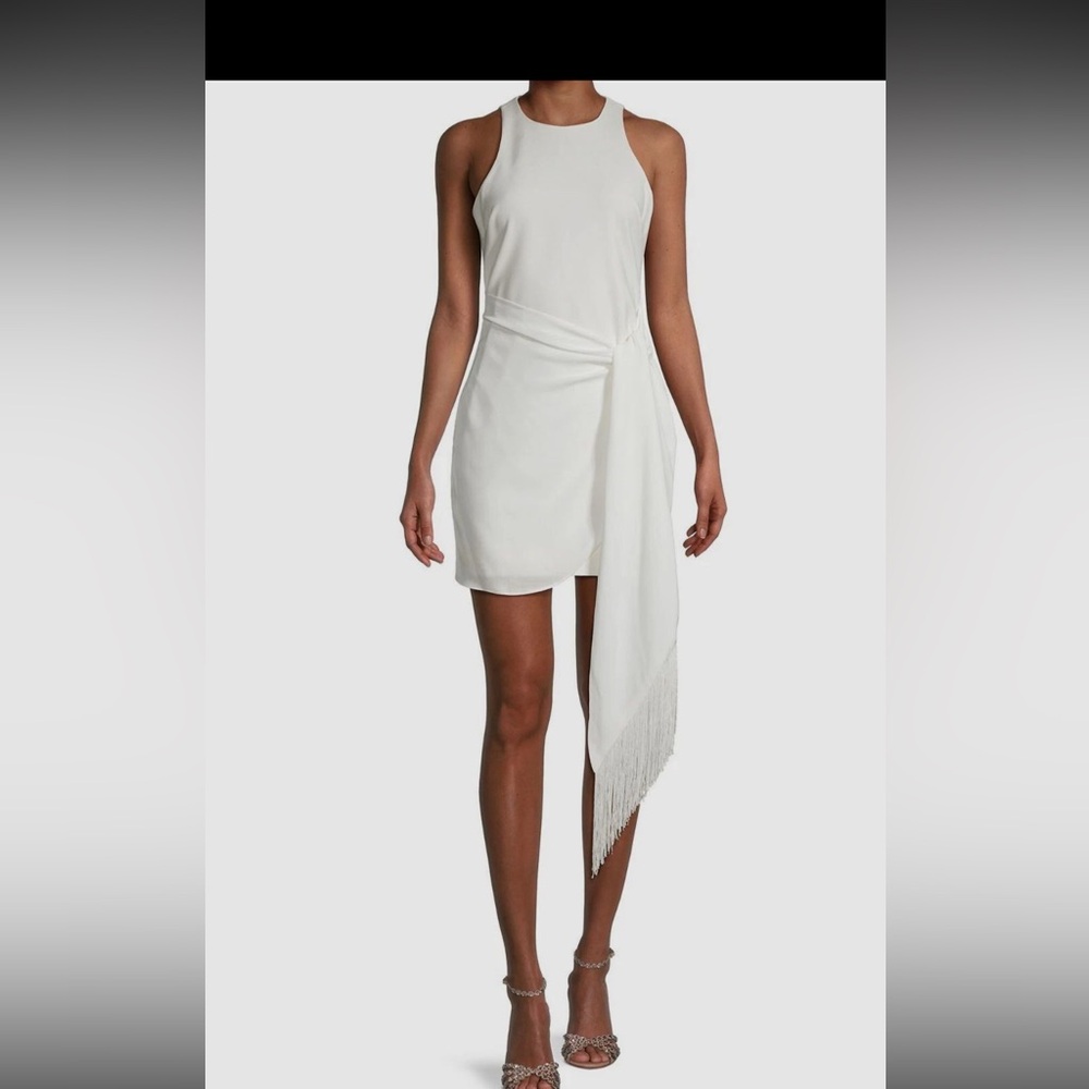 Likely White Asymmetrical Sheath Dress Halter